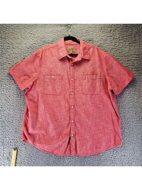 The Foundry Shirt Mens 2XL Red Short Sleeve Cotton Casual Button Front